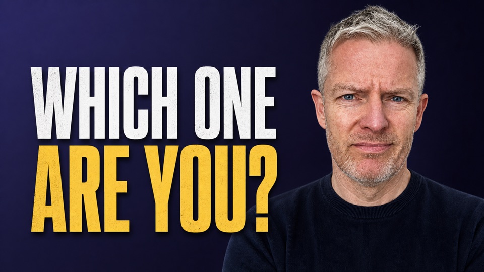 Video still: Ciaran O'Donnell beside the words which one are you?