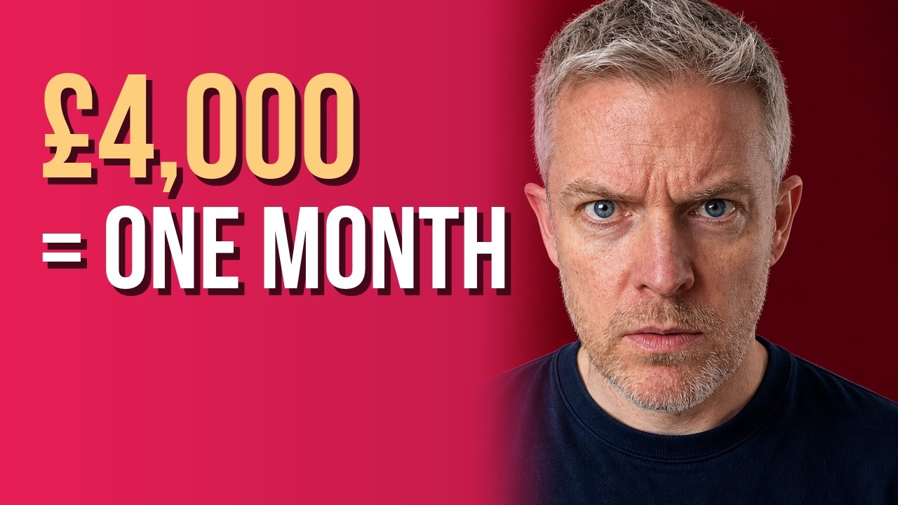 Video still: Ciaran O'Donnell beside the words £4,000 = one month.